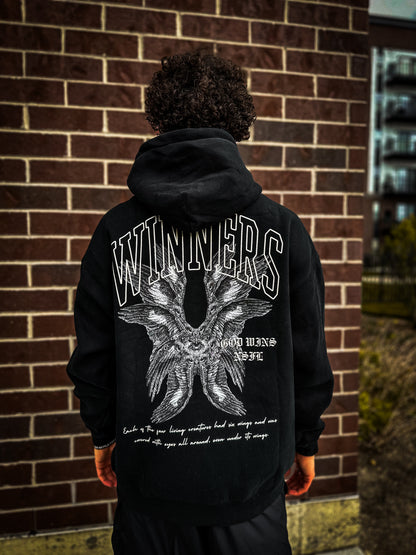 GOD WINS "PREMIUM" OVERSIZED HOODIE IN NOIR