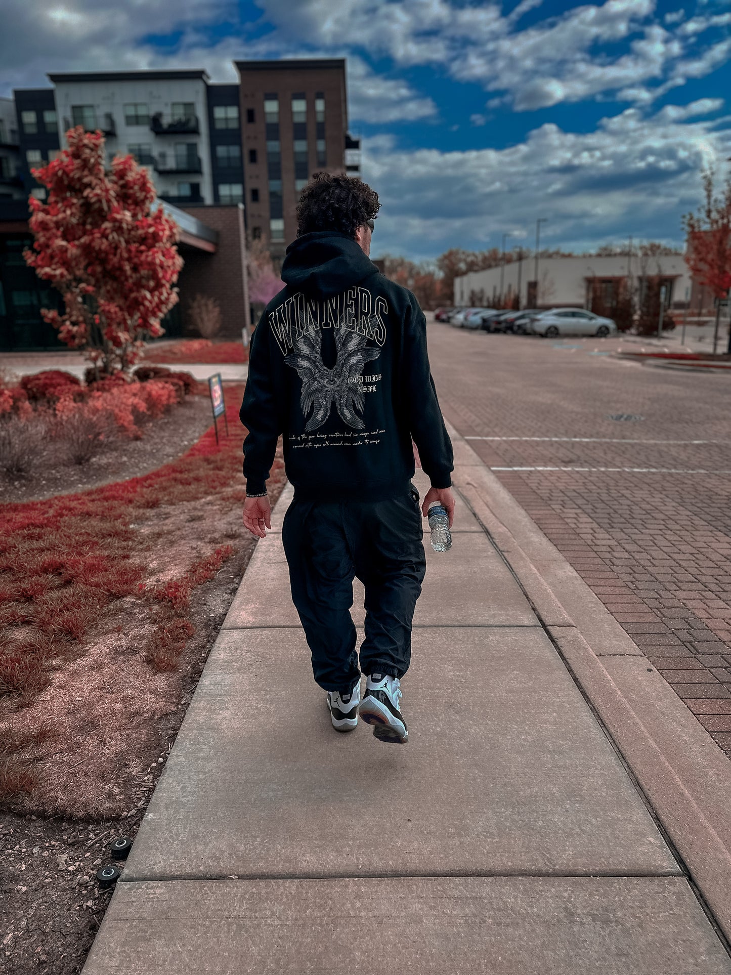 GOD WINS "PREMIUM" OVERSIZED HOODIE IN NOIR