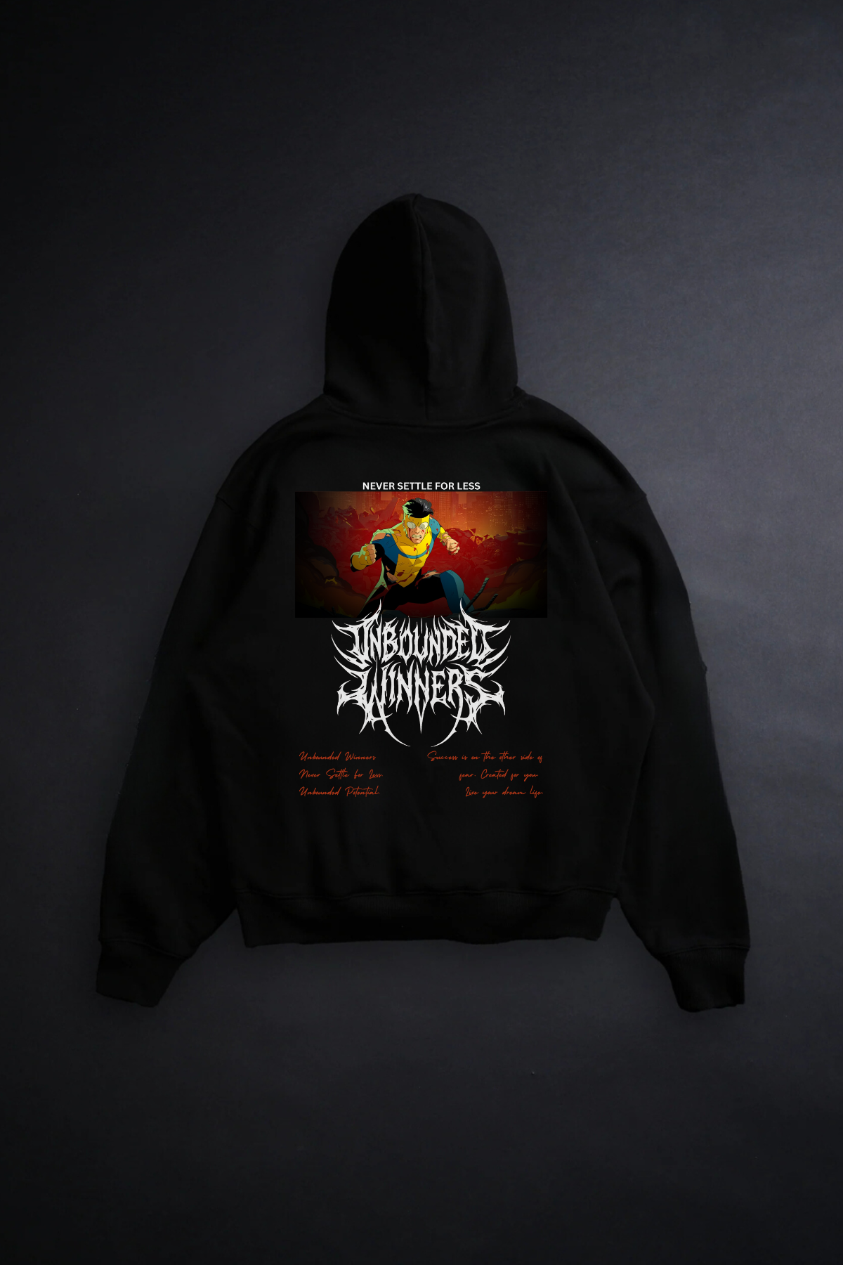 UNBROKEN WILL "PREMIUM" OVERSIZED HOODIE IN NOIR