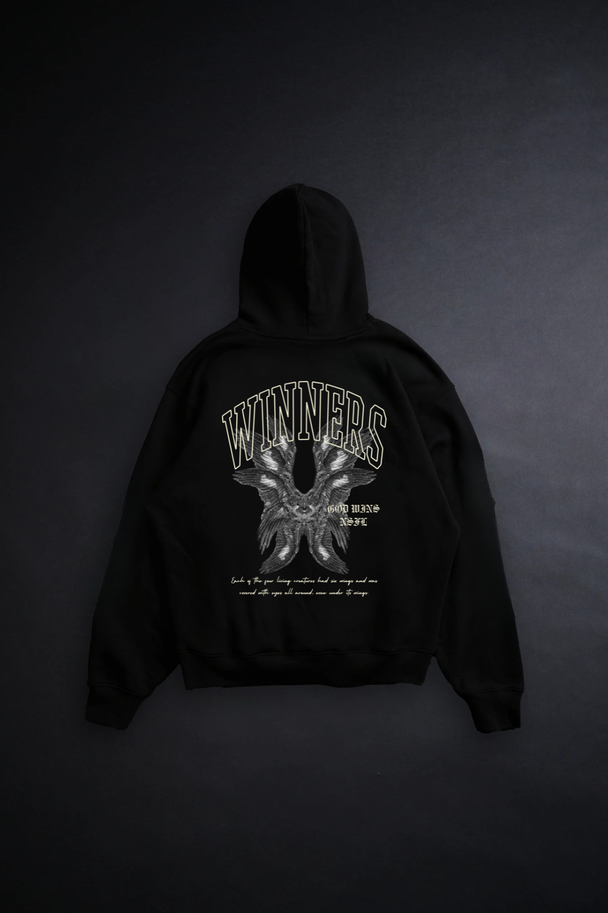 GOD WINS "PREMIUM" OVERSIZED HOODIE IN NOIR