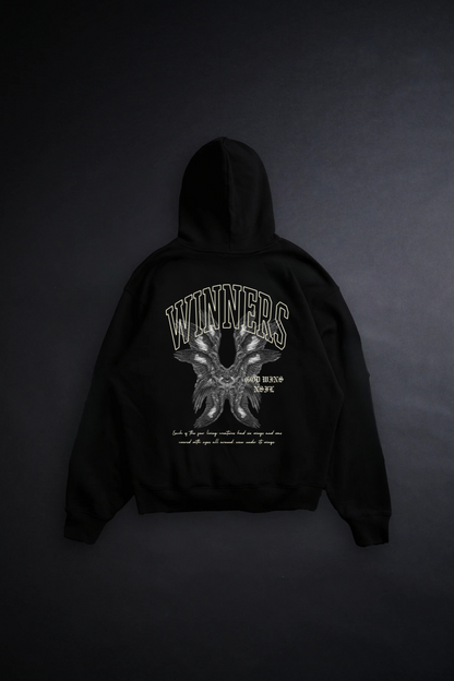 GOD WINS "PREMIUM" OVERSIZED HOODIE IN NOIR