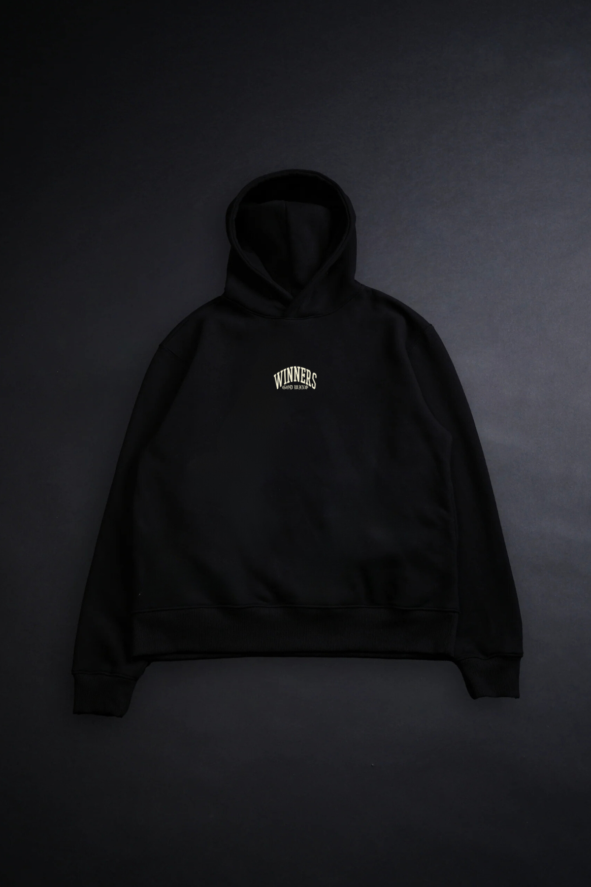 GOD WINS "PREMIUM" OVERSIZED HOODIE IN NOIR